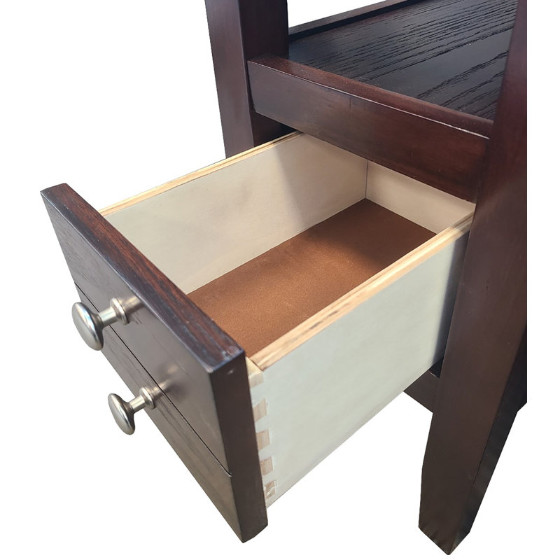 Gahagan Solid Wood Top End Table with Storage, Espresso