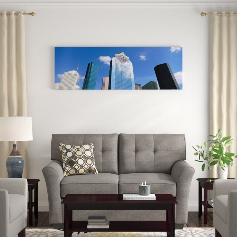 « centre-ville houston, texas », reproduction de photo sur toile, H 20 po x l 60 po x P 1,5 po, Toile avec cadre noir
