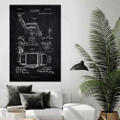 Barber's Chair Vintage BW - impression sur toile tendue