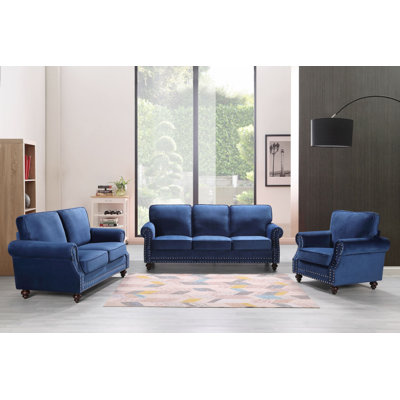 Mitja 3 Piece Velvet Standard Living Room Set