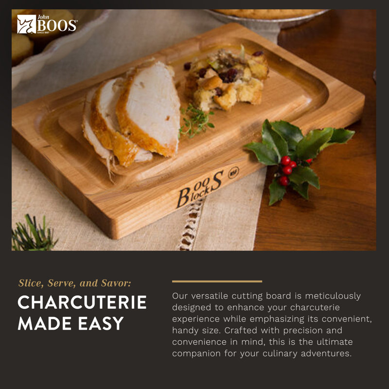 John Boos Maple Wood Chop N Slice Reversible Cutting Board, 12" x 8"