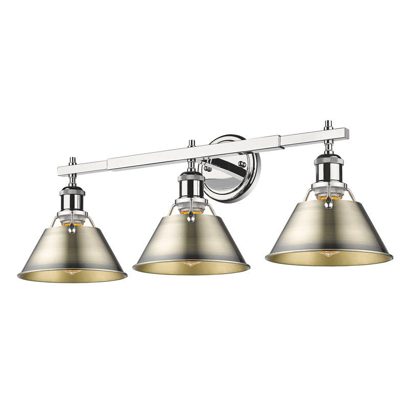 Felda 3-light fixture, Chrome, Aged Brass