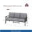 70” All-Weather Metal 3-Seat Patio Sofa, Khaki Frame With Gray Cushions-1278242172