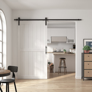Paneled PVC Manufactured Wood Barn Door With Hardware Kit