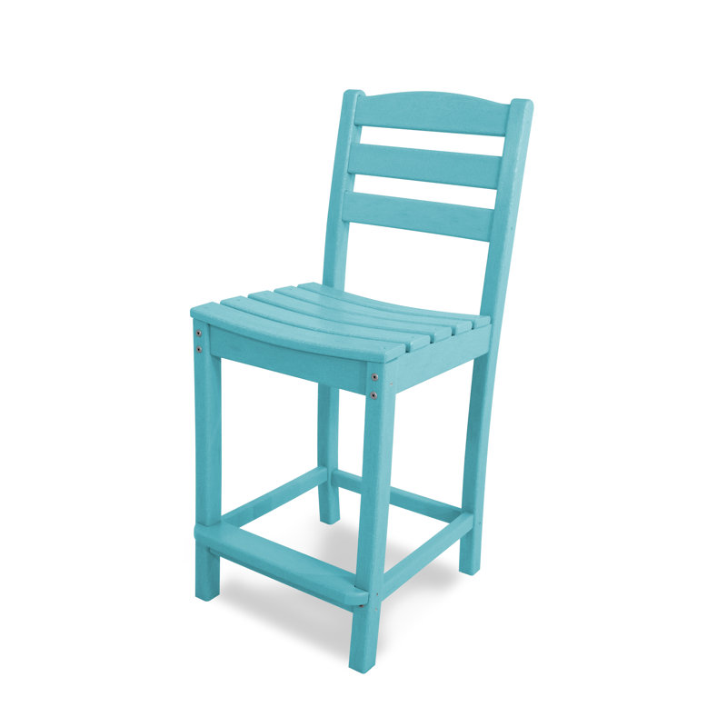 POLYWOOD La Casa Café Counter Side Chair, Turquoise