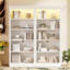 Bookcase Suite, Modern 5-Tier with Adjustable Shelves &amp; LED Light | Beige + Mustard Yellow | Solid Wood + MDF-246186701-246186699