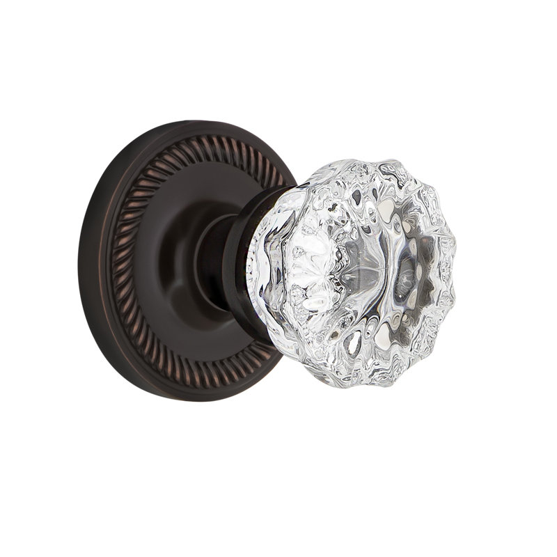 Rope Rosette with Crystal Door Knob, Timeless Bronze, 2-3/8"