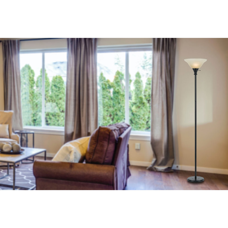 Sagers 70'' Torchiere Floor Lamp, Dark Bronze, Off-White