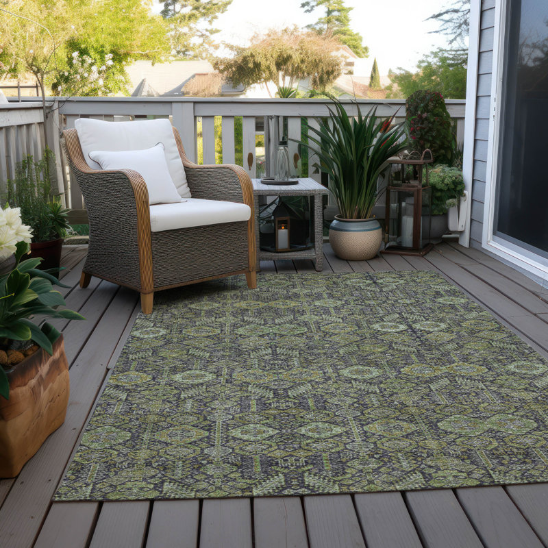 Delphos Washable Floral Indoor / Outdoor Rug, Rectangle 10' x 14'