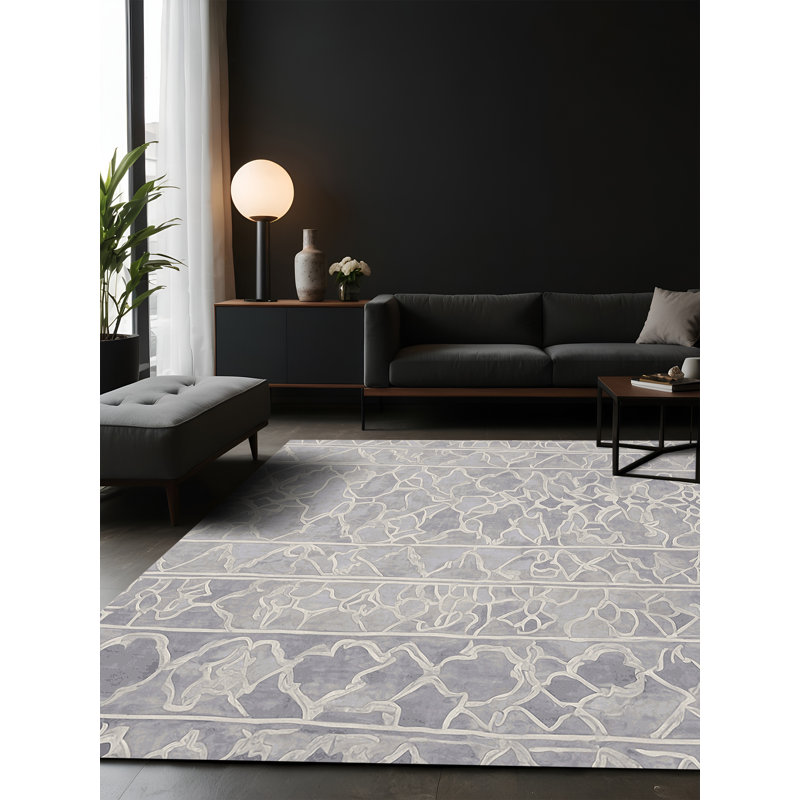 Tapis gris soyeux et moelleux, Carré 4 pi