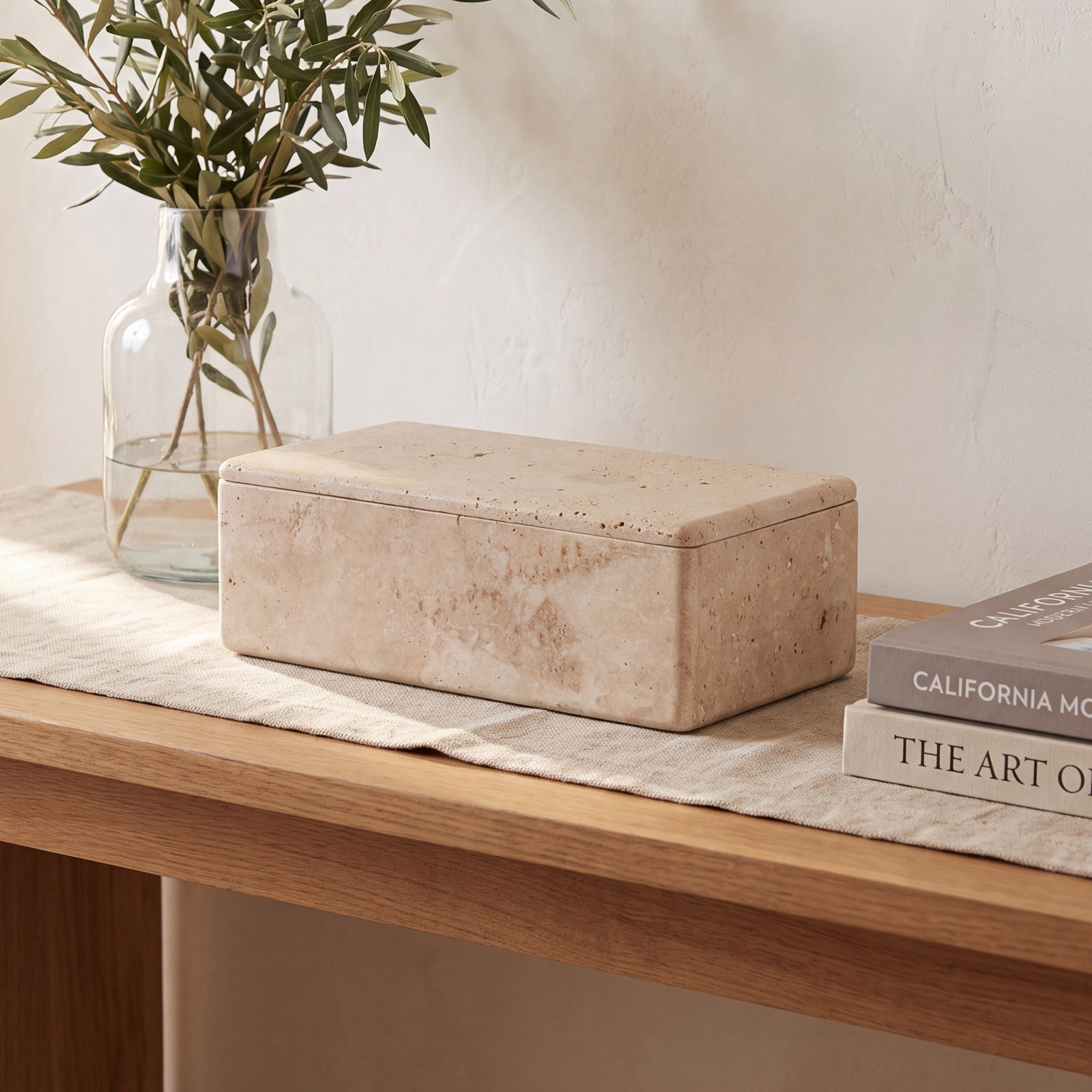 Large Travertine Rectangular Box