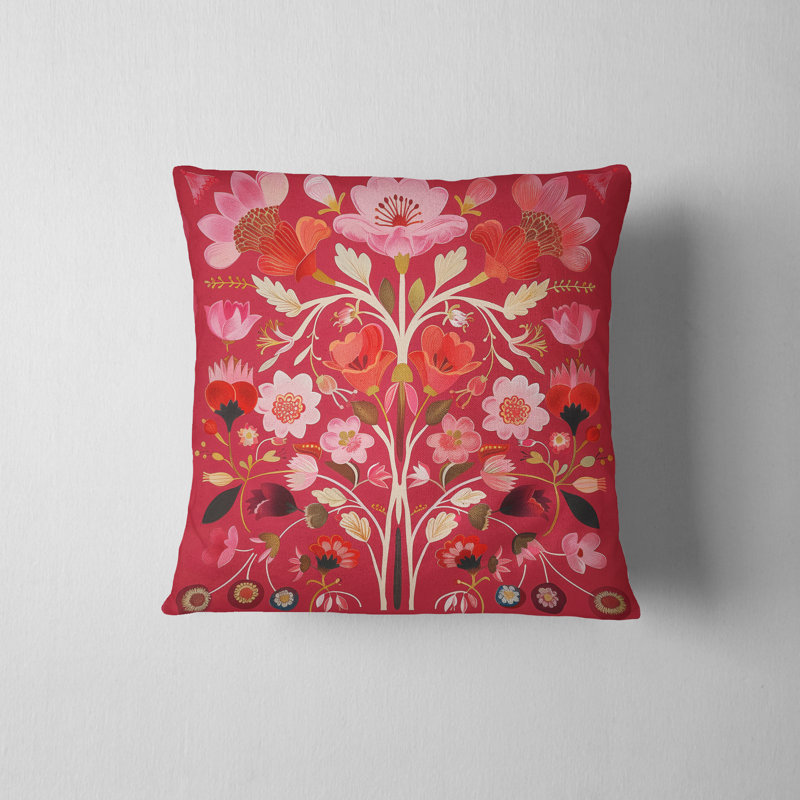 Housse de coussin réversible à motif floral Folk Maximalist, H 18 po x l 18 po