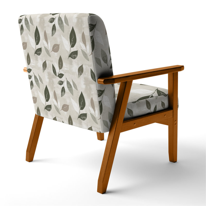 Chaise rembourrée Floral, Accoudoirs carrés bruns