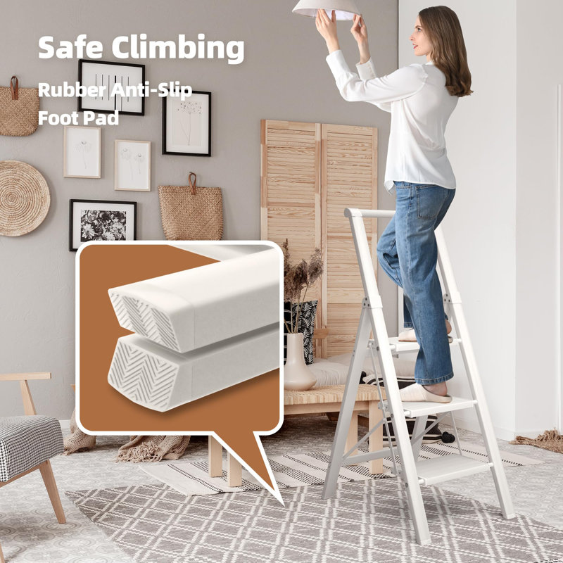 Escabeau en aluminium pliable, Blanc