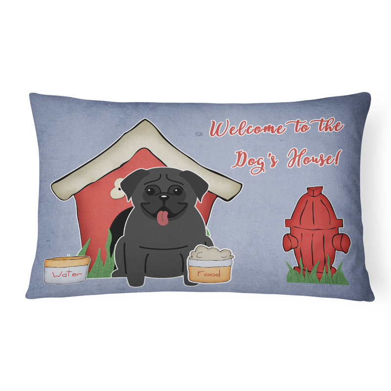 Coussin lombaire intérieur/extérieur rectangulaire dog house, Noir