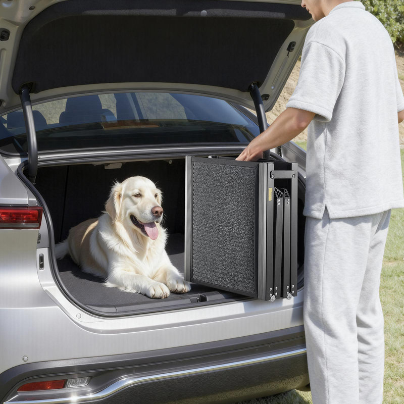 Dog Ramp for Cars, Folding Pet Ramps for Medium & Large Dogs up to 113 kg, Pet Stair Ramp with Non-Slip Felt Rug Surface, Portable Outdoor Dog Car Ramps for SUV & Truck