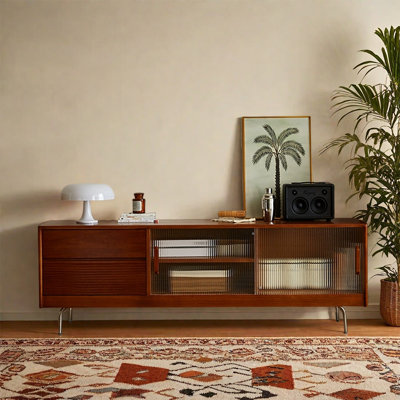 Solid wood retro-style minimalist TV cabinet