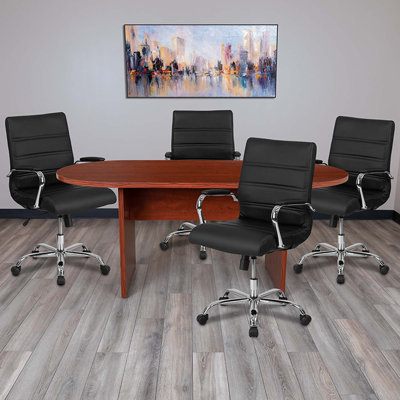 Xaida Racetrack Meeting Table and Chair Set by Inbox Zero