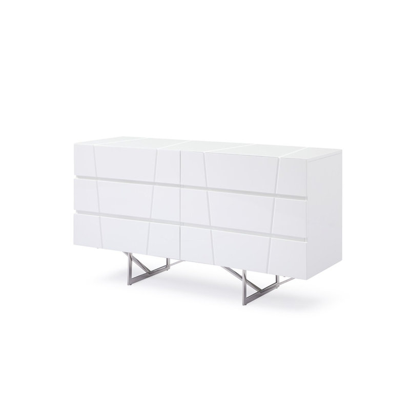 Commode double 6 tiroirs Clintock Modern, Blanc