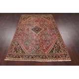 Tapis unique en laine noué à la main style Mahal des années 1910 de 4 pi 2 po x 6 pi 6 po rouge Cailem