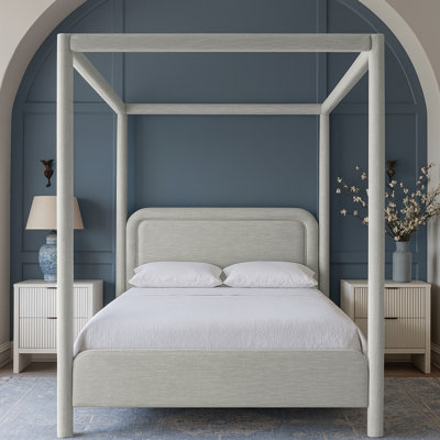 Salina Linen Textured Fabric Upholstered Bed