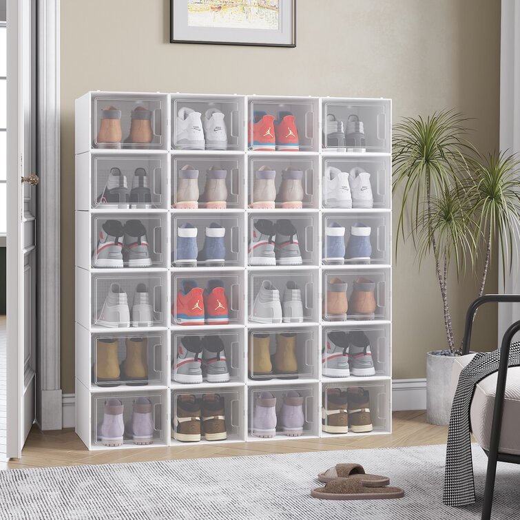 Aurelio Foldable Shoe Storage Box (Set of 24) The Twillery Co. Finish: White