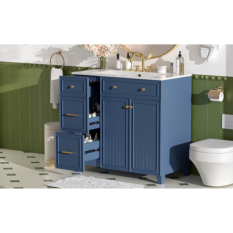 Meuble-lavabo transitionnel en bois massif compact pour une élégance moderne
