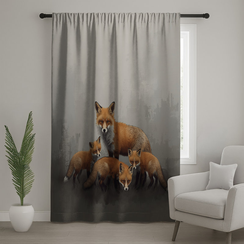 Famille de rideaux de fenêtre Red Foxes, voilages et rideaux occultant - 1 panneau, 50 po x 92 po - 1 panneau, Blockout