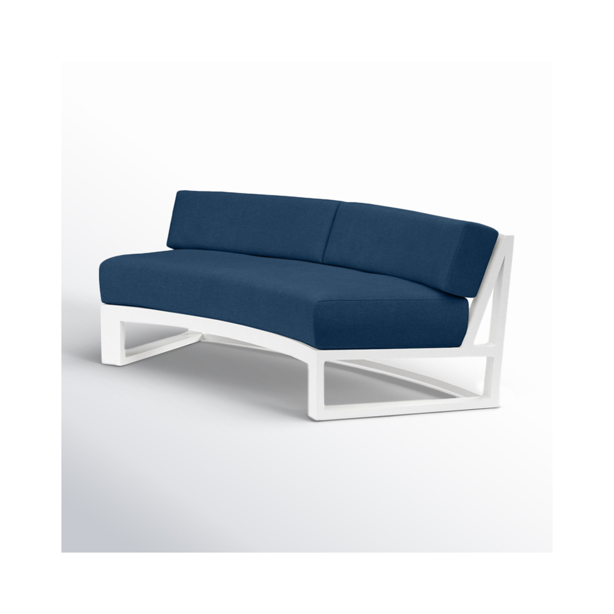 Camela 69.33'' Wide Curved Aluminum Loveseat with Sunbrella® Cushions, Spectrum Indigo Sunbrella®