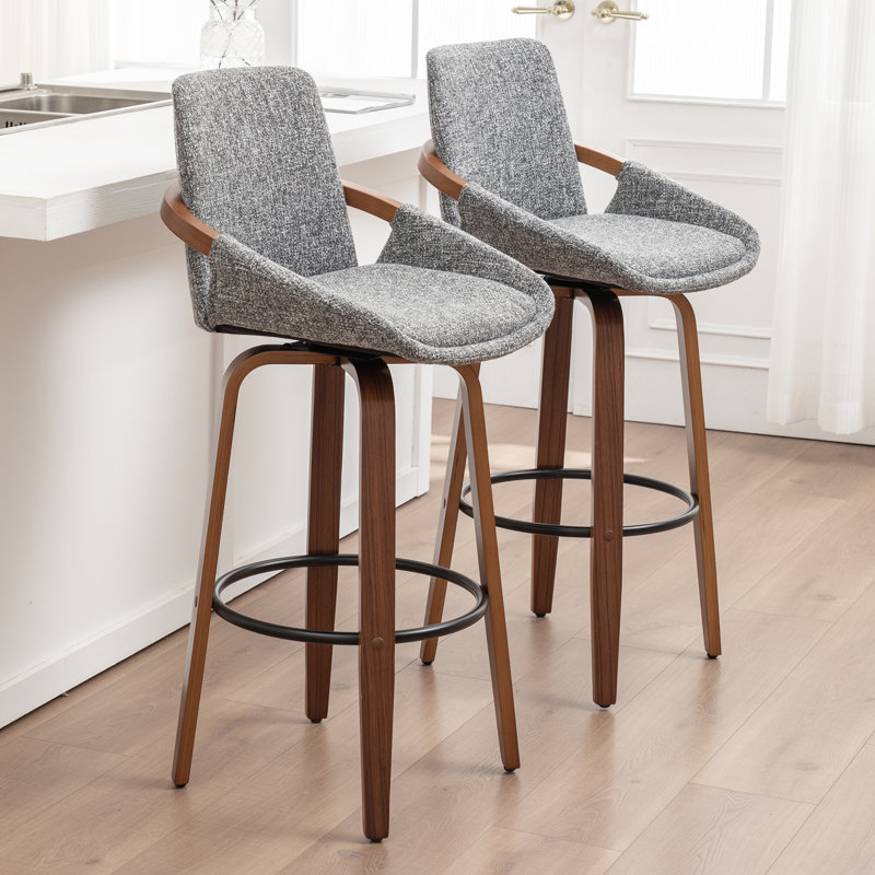 Swivel Upholstered Counter Stool, Bar Stool (76.2cm Seat Height), Light Grey