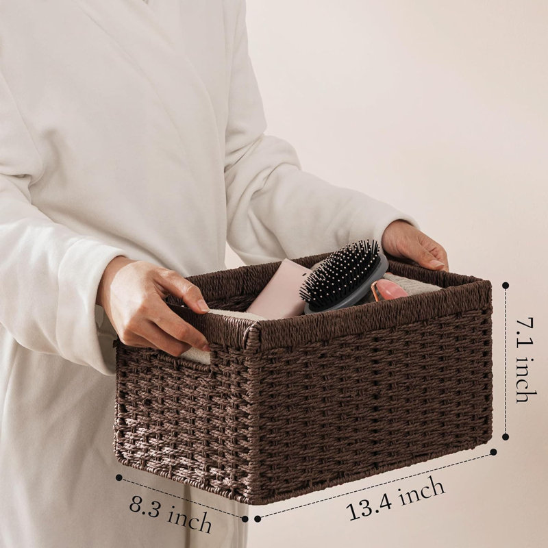 Highland Dunes Paper Decorative Basket, Brown
