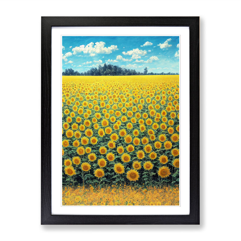 Sunflower Field - Framed Print, Black, 64cm H x 25cm W x 2cm D