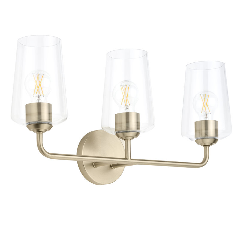 Celino Three-Light Bath & Vanity with Glass, White, Bronze