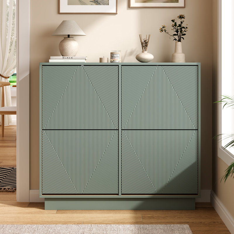 16 Pair Flip Down Shoe Storage, Green