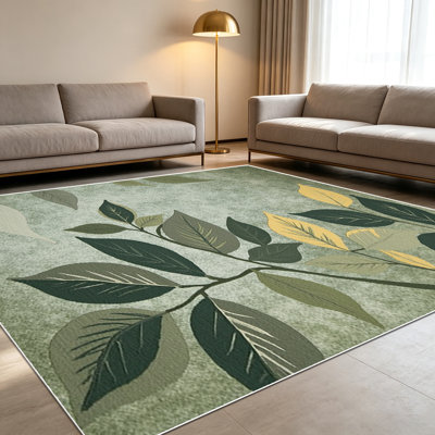 Tapis 1 pièce à thème botanique pour le salon, doux et confortable, adapté à toutes les saisons, facile à entretenir, tapis de sol intérieur lavable à la machine, sous la table de ferme convenant à la chambre à coucher, à la salle à manger, au bureau, au balcon, au patio, à la maison