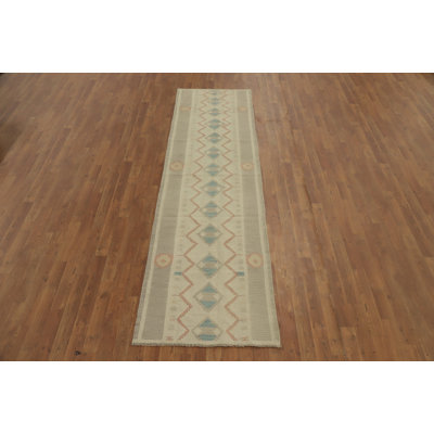 Tribal Wool Kilim Handwoven Runner Rug 3x9