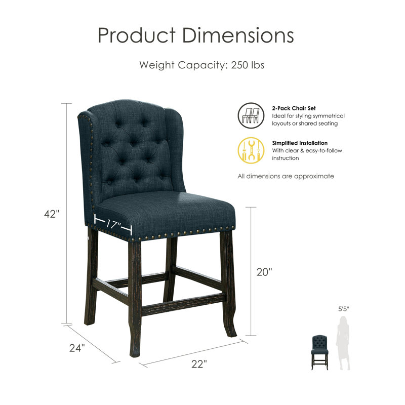 Adler 25.25" Counter Stool, Dark Gray
