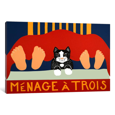 Menage A Trois Black Cat by Stephen Huneck - No Frame Print on Canvas