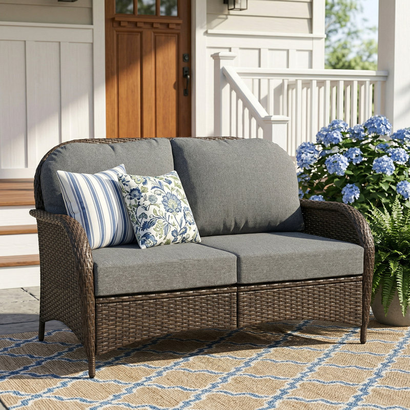 53'' Wide Straight Wicker Loveseat with Cushions