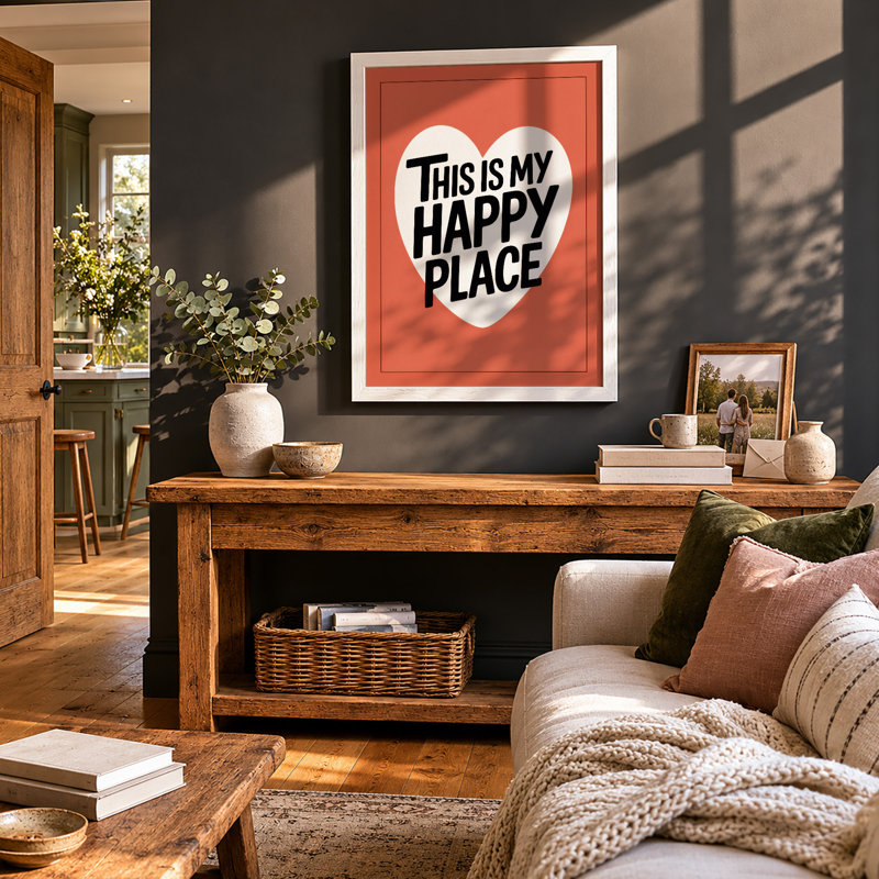 My Happy Place Typography - Print, A4 - 29.7 x 21.0 cm, White