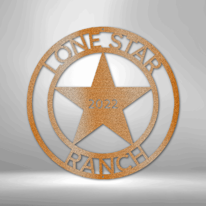 Décoration murale en acier personnalisée à 2 monogrammes LoneStar, H 28,75 po x l 29,5 po x P 0,5 po, Oui, Cuivre