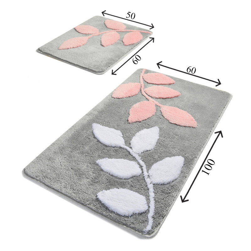 Premium Acrylic Bathmat Set (2 Pieces), Antibacterial Non-Slip Design, 19.7 x 23.6 inches & 23.6 x 39.4 inches | 100% Acrylic, Pile Height: 0.7-1.2 inches | Machine Washable, Soft & Durable, Perfect for Bathroom Safety & Comfort