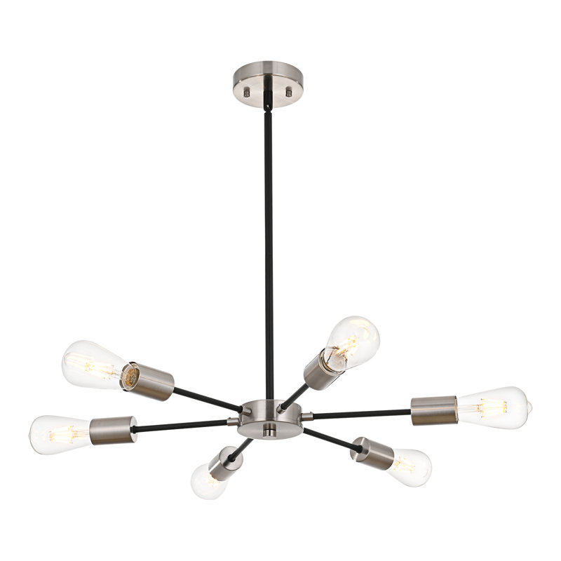 Lustre sphérique Spoutnik à 6 lumières Jankowski, Nickel noir brossé