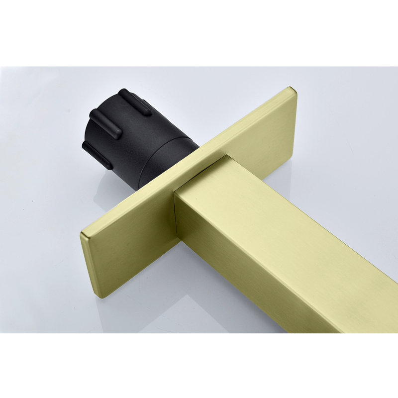 Waterfall Spout Single Handle Bathroom Sink Faucet, Brushed Gold