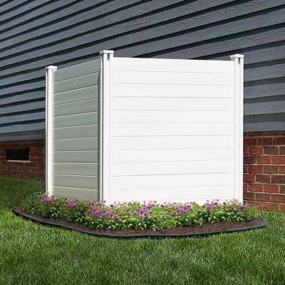 4ft H x 4ft W (2 Panels) No Dig Enclo Premium White Vinyl Privacy Screen, Outdoor Privacy Panels, Use As Air Conditioner Fence, Trash Can Enclosure, P by Enclo