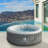 4-6 Person Round Outdoor Spa Portable Inflatable Tub With Control Panel, 130 Soothing Bubble Jets With Heater Pump, Filter Cartridge, Grey