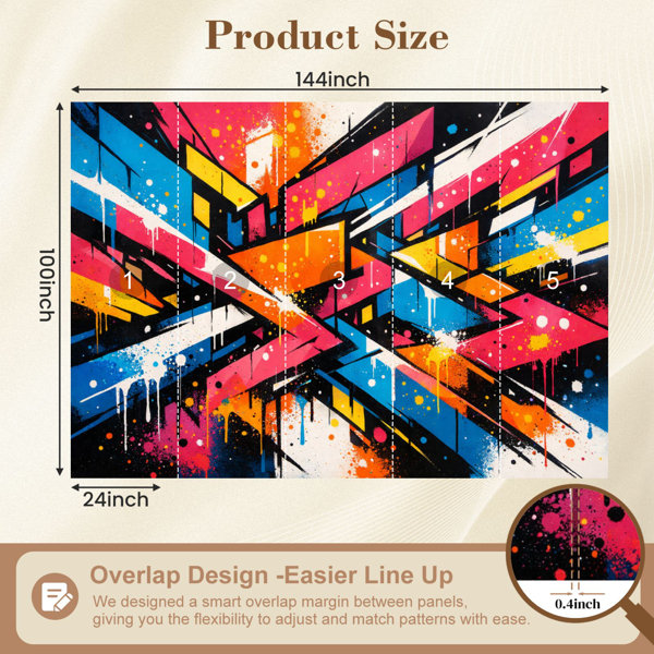 Rebrilliant Peel and Stick Wallpaper Vibrant Abstract Graffiti Neon ...