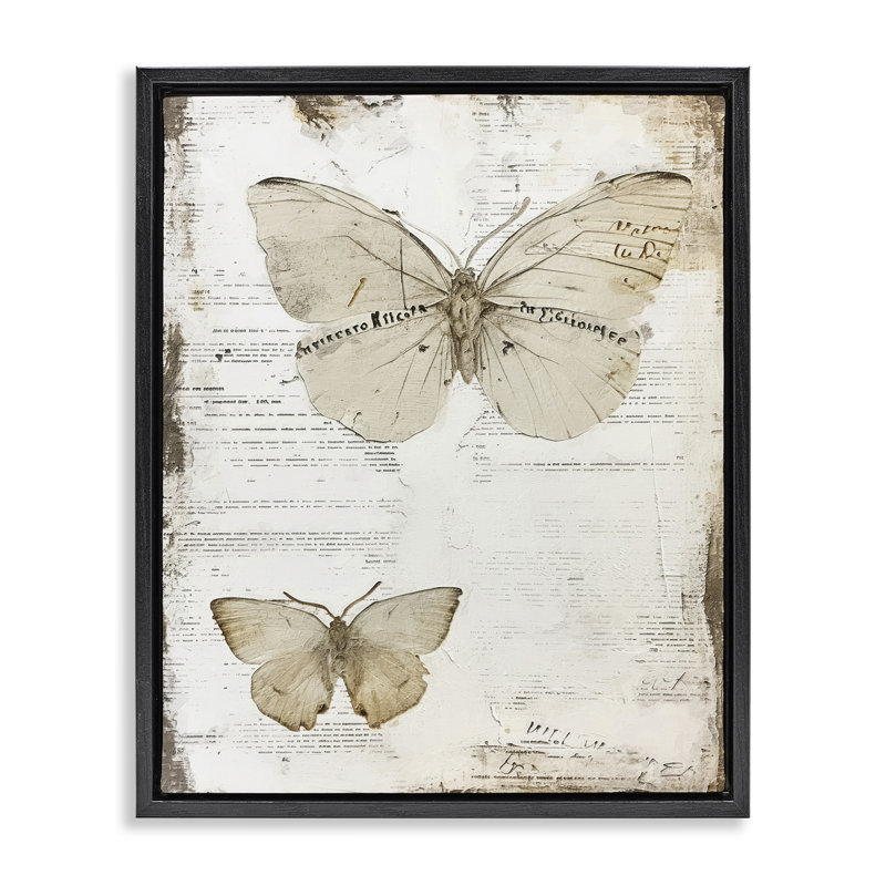 "Butterfly Journal", art mural encadré flottant par RileyB, H 21 po x l 17 po, Cadre noir