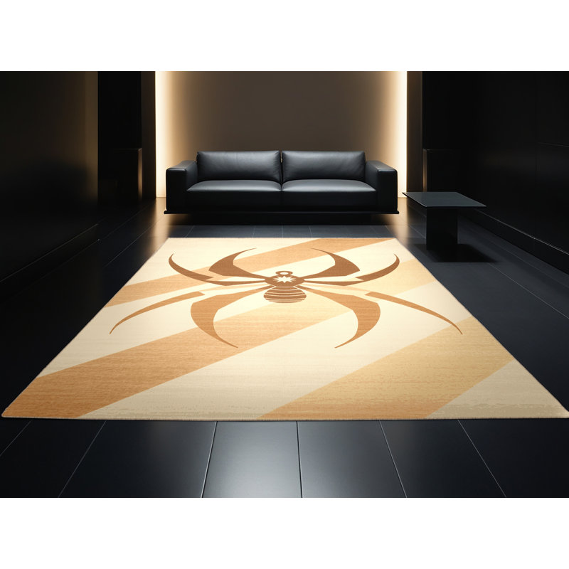 Tapis doux moelleux Adriel Camel Spider, 5 x 8