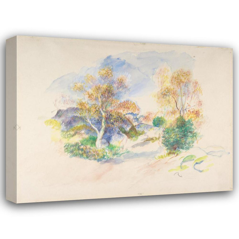 «Paysage avec un chemin entre les arbres» par Pierre-Auguste Renoir - Art mural sur toile tendue avec châssis